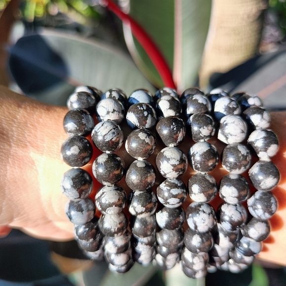 Snowflake Obsidian Crystal stone Bracelet - Picture 4 of 4